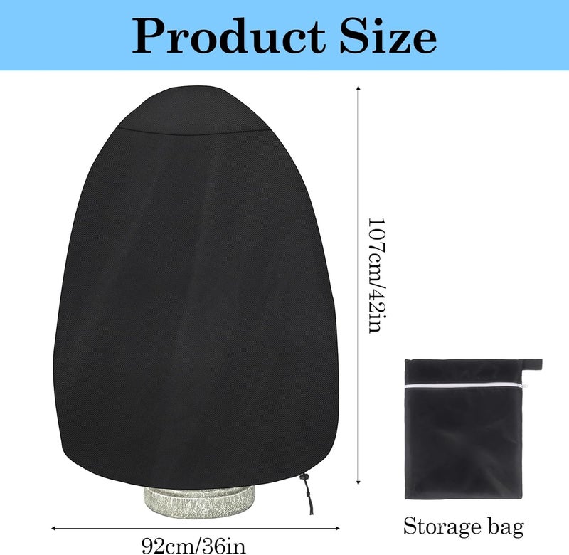 Klmnop 36Dx42H Fountain Cover, Outdoor Waterproof Water Fountain Cover with Drawstring, Weather Garden Statue Covers Resistant for Winter Patio Chimnea Protector(Black) - Image 2